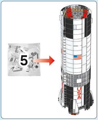 Lego Bauanleitung - Übersicht über den fünften Bauabschnitt